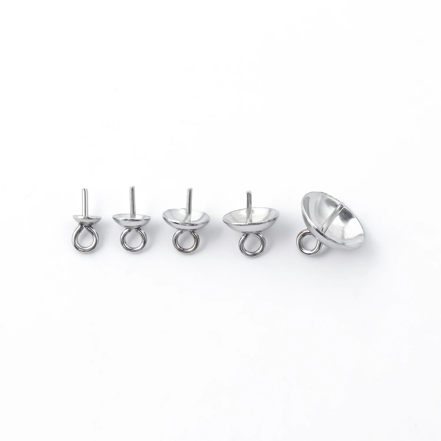 30PCS Stainless Steel End Caps Peg Bails Eyepins for Jewelry