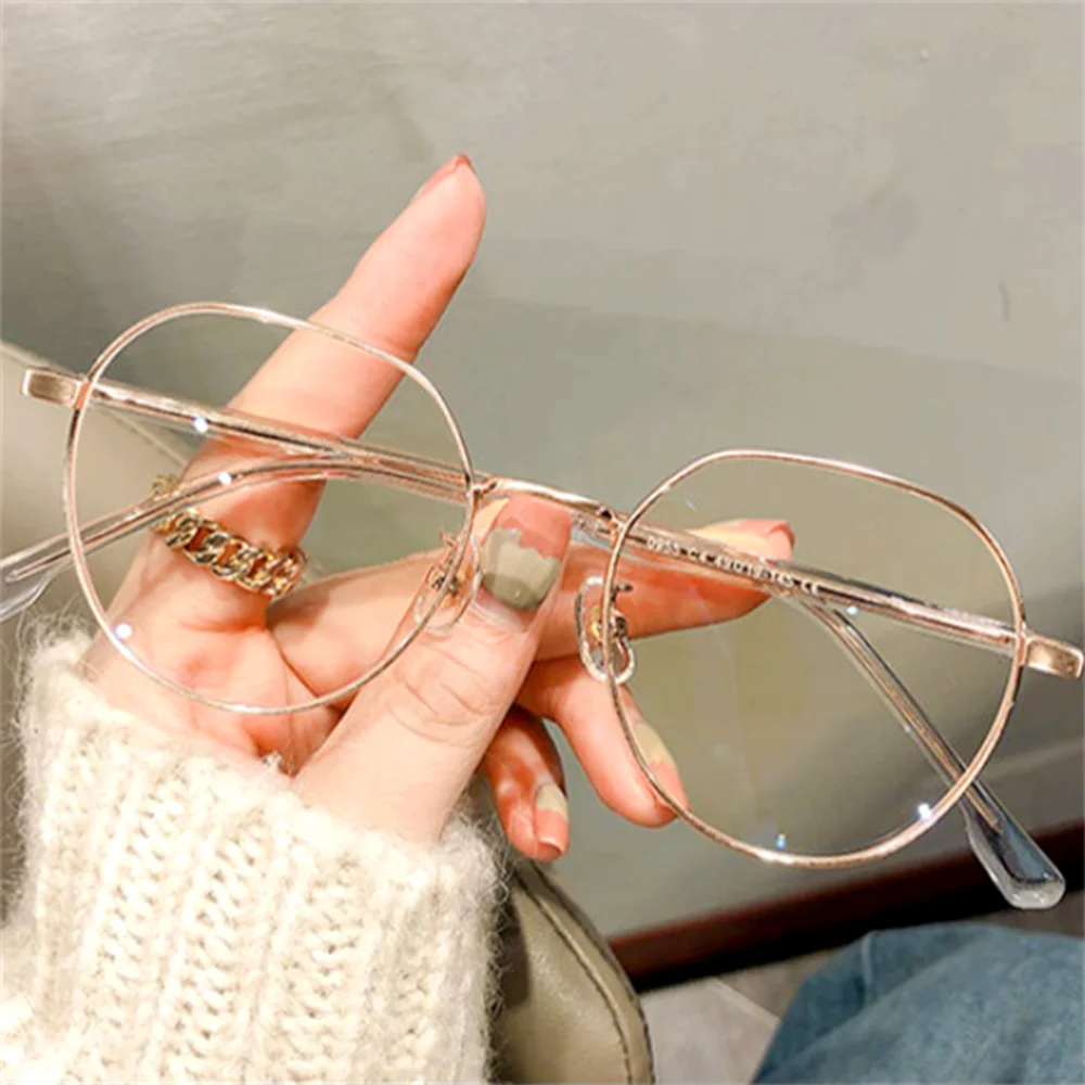 Metal Anti-blue Light Glasses Ins Trend Unisex Transparent Oval Frame Eyewear INS Plain Glasses Korean Decorative Eyeglasses