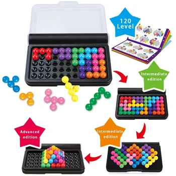 120 Challenges IQ 3D Puzzle Board Game Classic Pyramid Plate Pearl Logical Mind For Children Pyramid Beads Montessori Toys Gifts 1