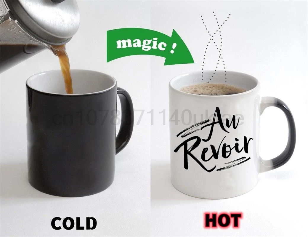 Au revoir Becher Französisch Gruß becher Kaffeetassen Kakao Koffein Getreide Milch Tasse Hitze offenbaren magische Morph Mugen Tee geschirr Kaffee