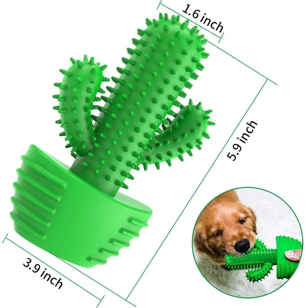 Dog Cactus Interactive Rubber Chew Toys For Small Large Dogs Tooth Cleaning Toothbrush For Small Large Dogs Treat Dispenser Pet 4