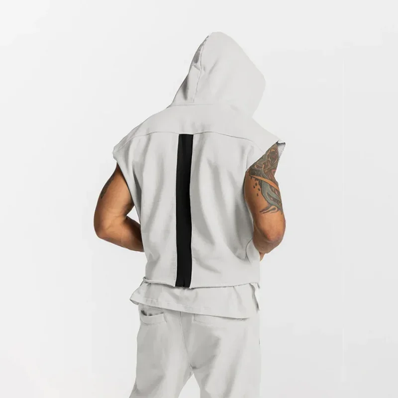 Bodybuilding Vest Men Sleeveless Hoodie Loose Casual Versatile Gym Vest