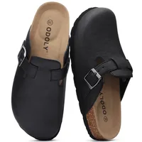Mules Smile Popcorn Couple en cuir à bout fermé avec boucle réglable, sabots en liège, soutien de la voûte plantaire, sandales plates décontractées pour femmes et hommes 2