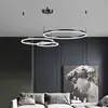 Modern Round Ring Led Pendant Lamp Dimmable Black Gold Brown for Bedroom Living Dining Room Hanging Home Decor Lusters Luminaire 5