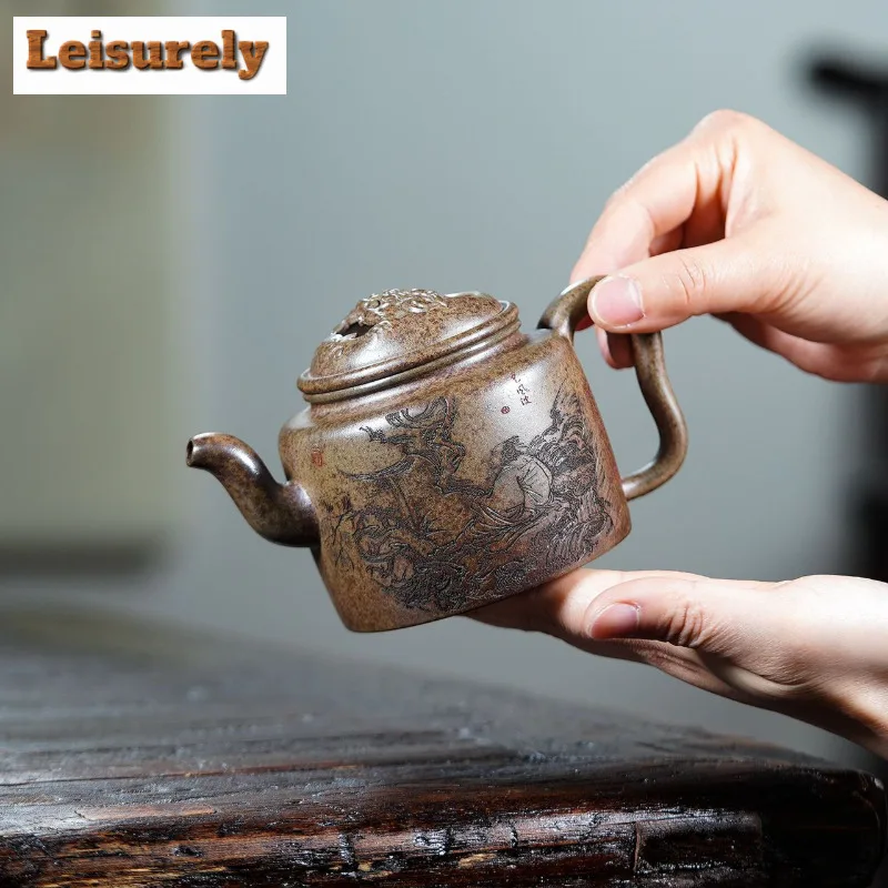 350ml Boutique Yixing Purple Clay Teapots Handmade Pot Raw Ore Wood-fired Porcelain Mud Tea Maker Kettle Zisha Tea Set Tea Craft
