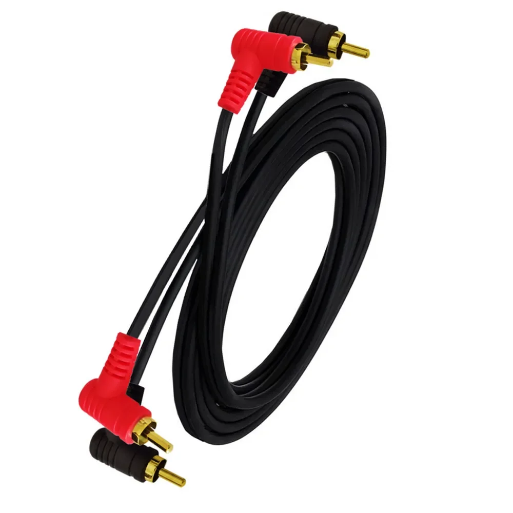Right-Angle 2-Male Stereo RCA Audio Cable, 1m
