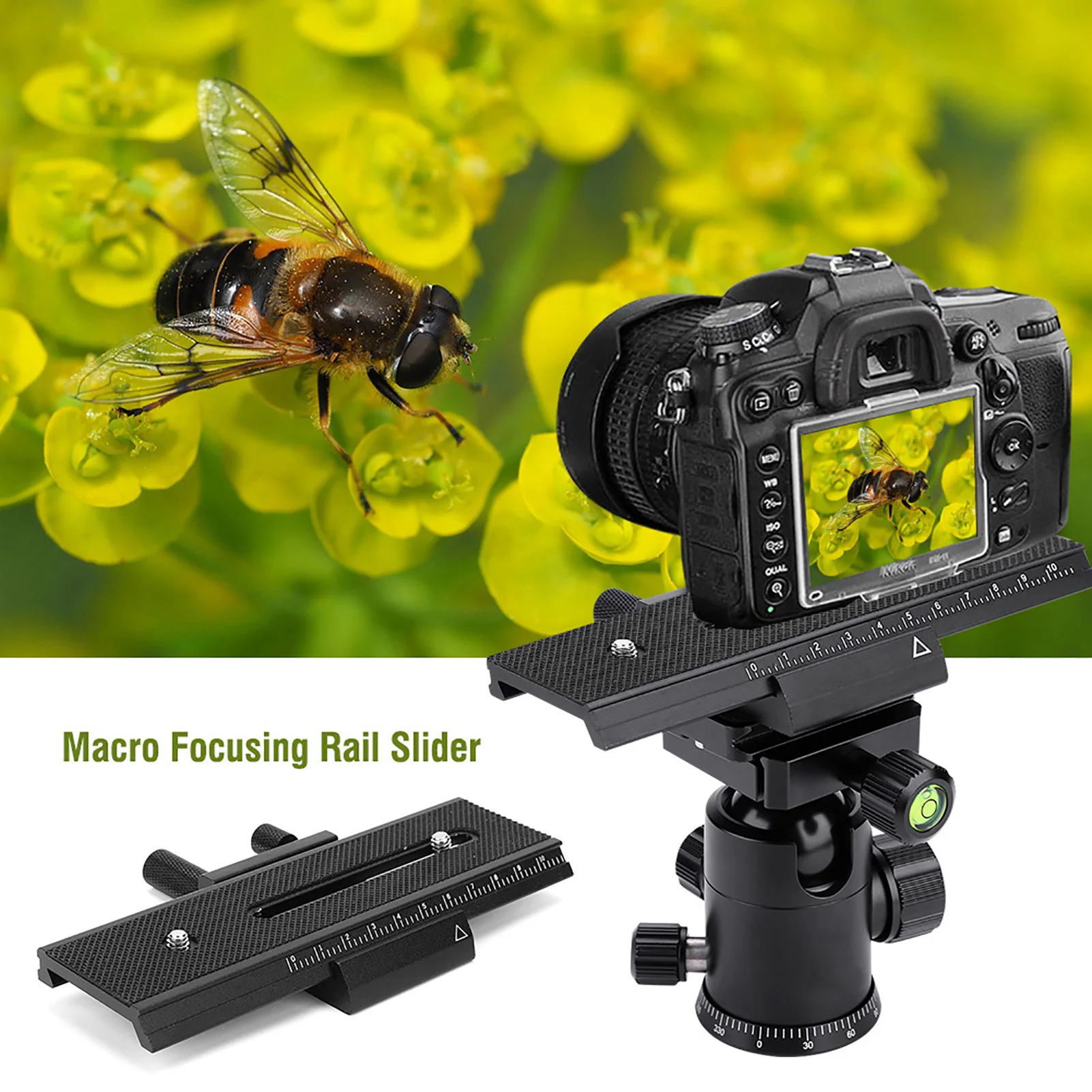 2 Way Macro Focusing Rail Slider 2 Way Macro Focusing Rail Slider with 1/4" Mounting Screw for Close up Shooting Camera