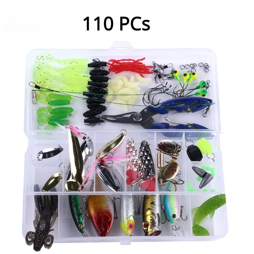 

Lure Bait 110PCs Set Sea Bass Fake Bait Soft Baits Fishing Gear Accessories Fresh Water Fish Bait Wholesale Kit
