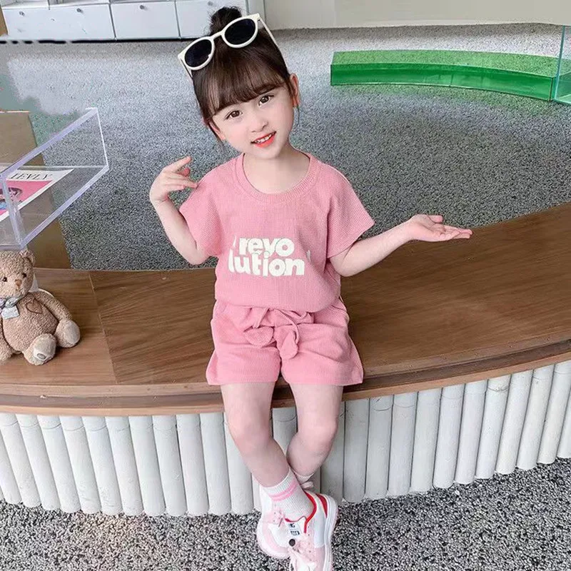

Kids Girls' Summer Suit 2023 New Fashionable Princess Wind Net Red Children's Casual Sports Two-piece Set Kids Outfits 4 6 8 10Y