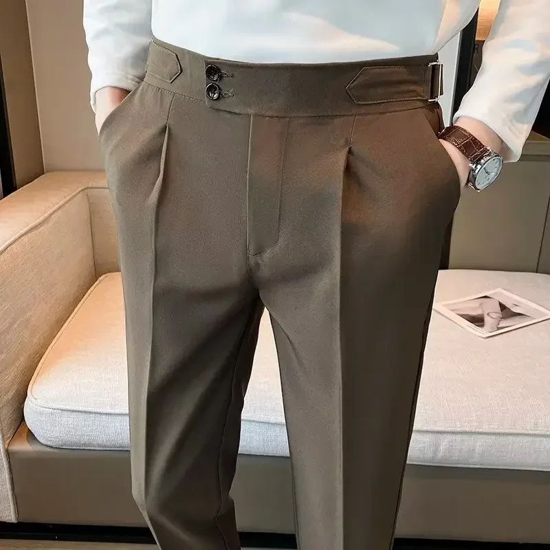 thumbnail image 1 of Pantalones de verano para hombre de Office 9, pantalones de trabajo negros rectos, pantalones de traje para hombre, ropa de estilo coreano china de alta calidad para hombre, 1 of 5