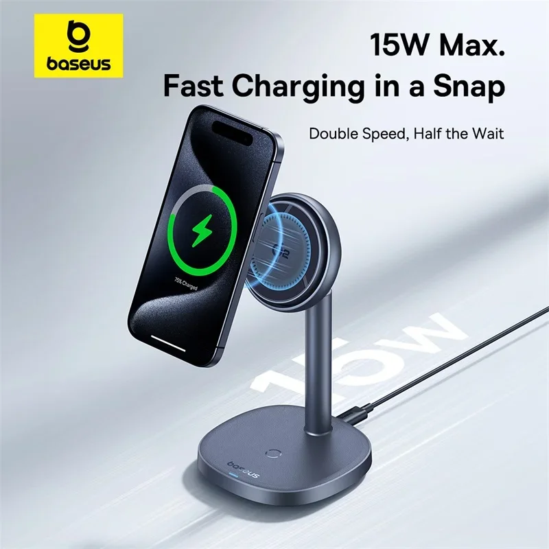 Baseus 2-in-1 Wireless Charger Qi2 15W Magnetic Wireless Charging