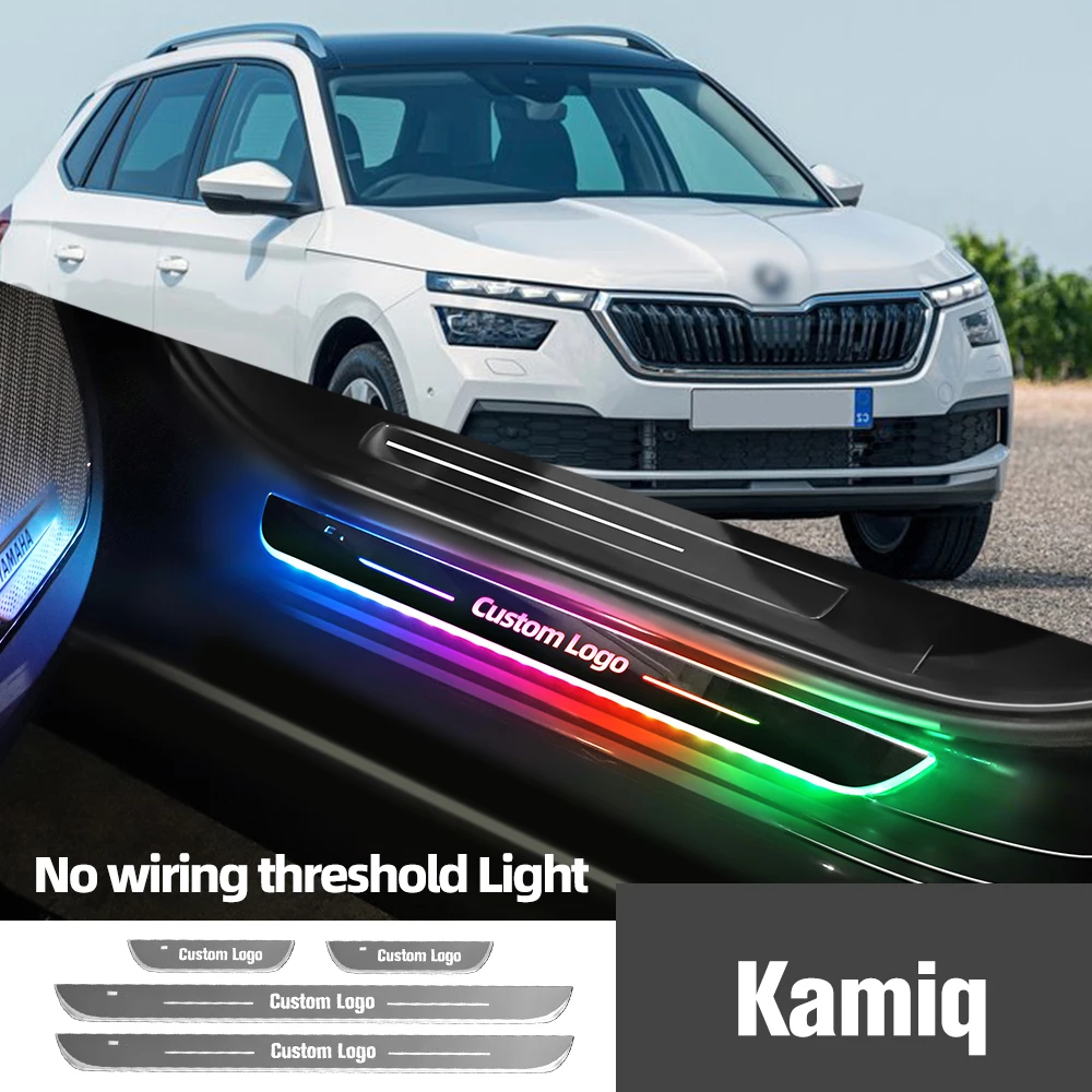 

For Skoda Kamiq 2019-2023 2020 2021 2022 Car Door Sill Light Customized Logo LED Welcome Threshold Pedal Lamp Accessories