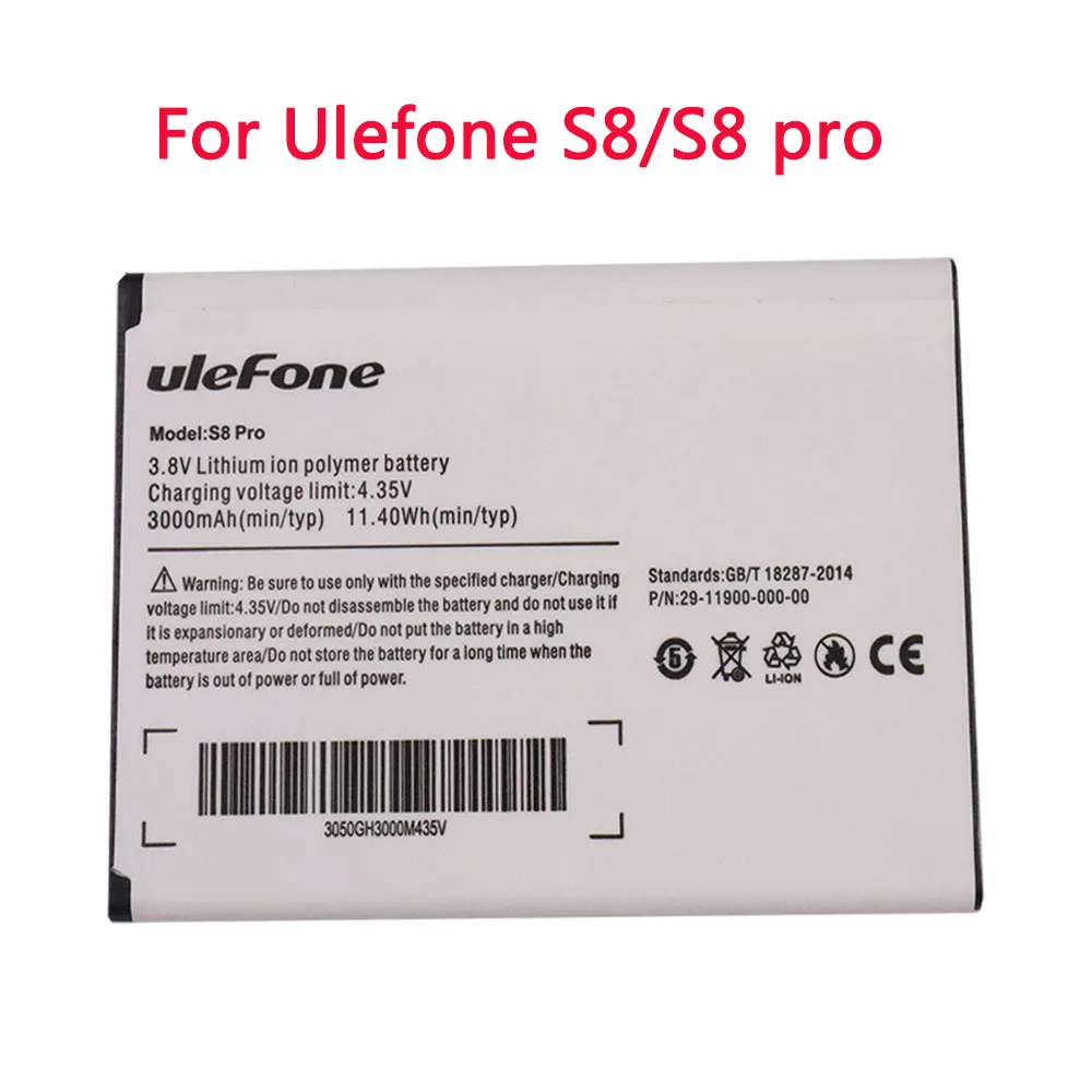 

New 3000mAh Original Replacement Battery For Ulefone S8 / S8 pro S8pro MTK6737 MTK6580 Cell Phone Batteries Battery In Stock