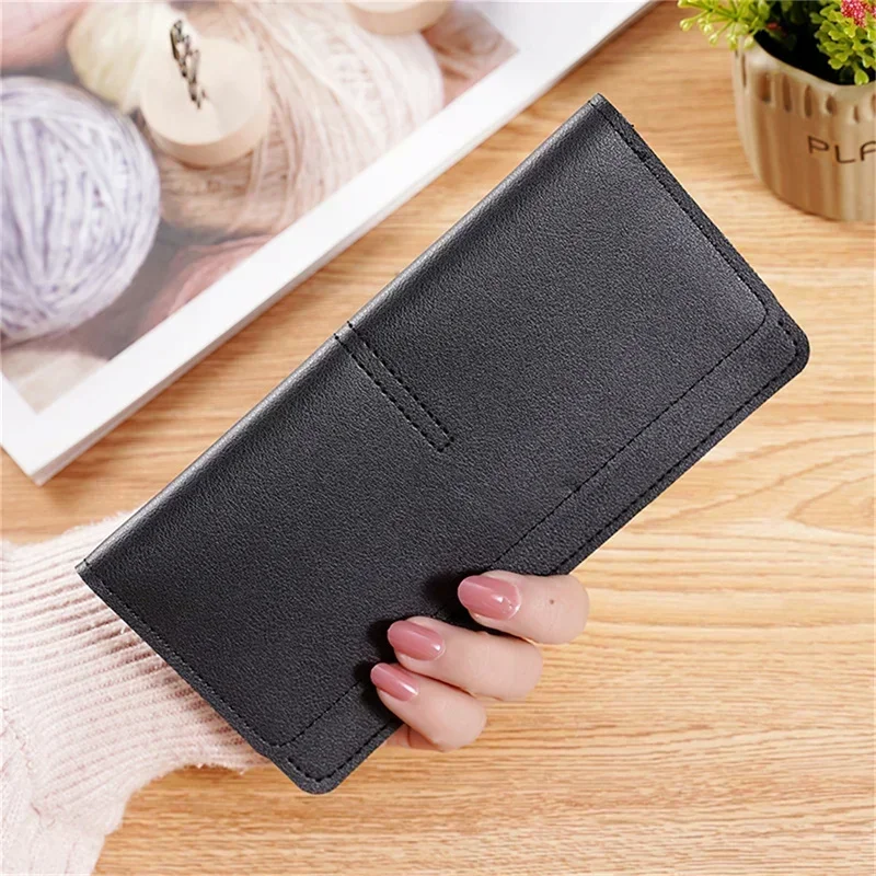 Women's PU Leather Long Wallet - Thin Clutch with Coin Pocket, Multi-Card Holder & Money Clip, Large Capacity папернік 지갑
