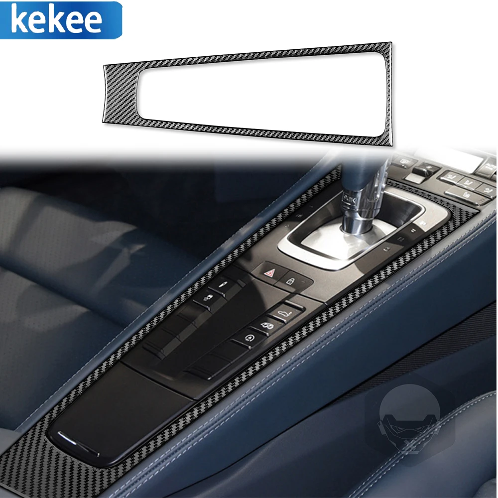 

For Porsche 718 982 Cayman Boxster 2016-2022 Real Carbon Fiber Car Center Gear Shift Frame Panel Cover Decal Sticker Strip Trim