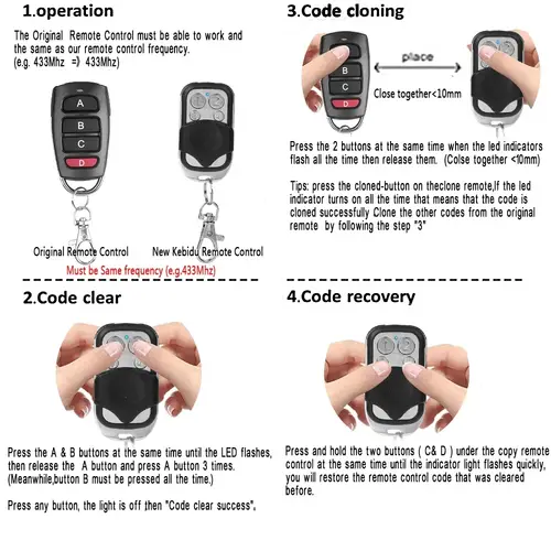 1-50PCS Smart Copy Duplicator 433mhz Remote Control 4 Button Electric Garage Door Gate Remote Cloning 433.92 MHz Transmitter - Image 3