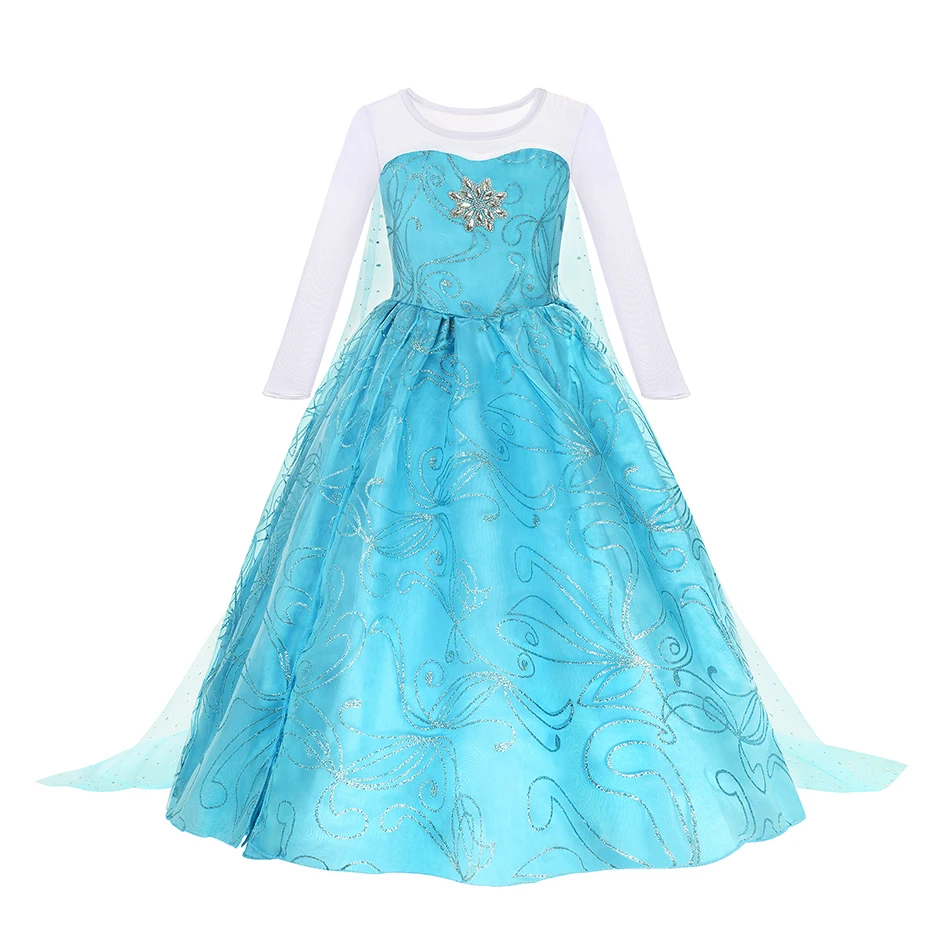 Frozen Costume Princess Dress for Girls Halloween Mesh Ball Gown Carnival Clothing Kids Cosplay Snow Queen Elsa Anna