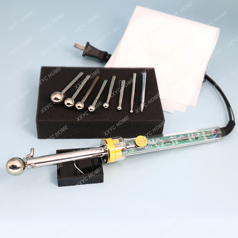 

220V DIY Cloth Fabric Flower Making Tools Set 200-450℃ Temperature Adjustable Electric Soldering Iron 8pcs Stainless Steel Head