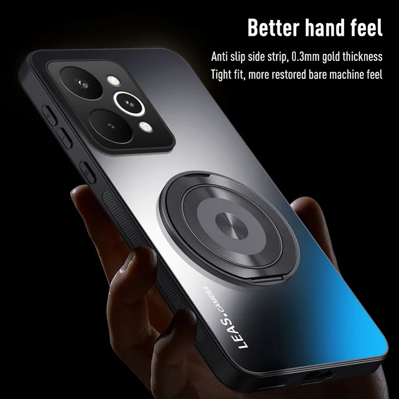 Matte Back Panel Metal Magnetic Bracket Phone Case Cover