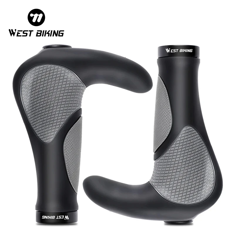 WEST BIKING MTB Bike Grips Rubber Absorber Ergonomic Bar End Cycling Accesories Handlebar Plugs Lock Ring Handle Bar Grip Cover