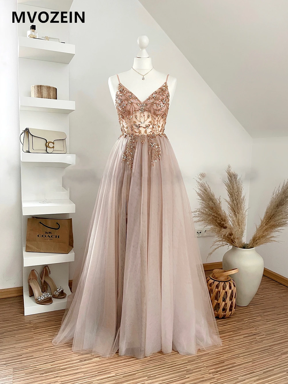 Cinderella Divine C32 Rose Gold Evening Dress|Tulle  Skirt|Engagement|Indowestern – MarlasFashions.com