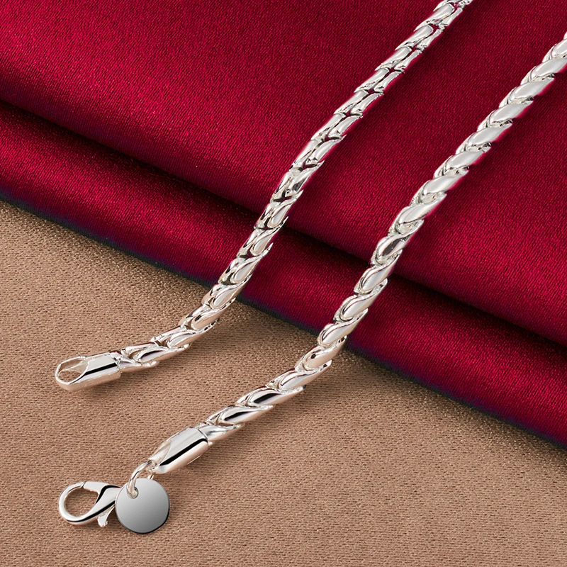 ALITREE 925 Sterling Silver 50cm 4mm Snake Chain Birthday Gift Necklaces For Women Men Fashion Party Wedding Popular Jewelry