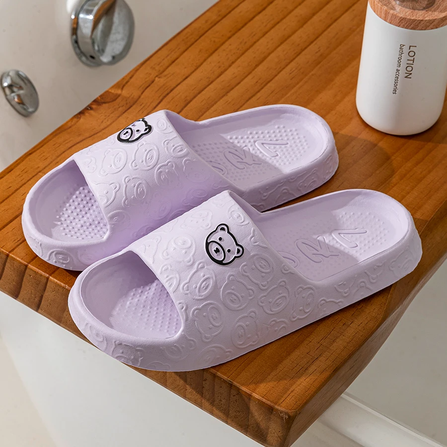 Fashion Women's Slippers Indoor Soft Sole Cartoon Bear Print Slides Bathroom EVA Indoor Men Summer Outdoor Cool Shoes Couple — view 5