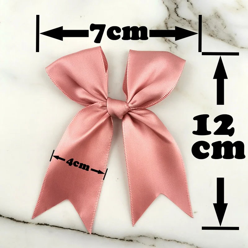 (30 Pcs/pack) 12*7cm Fresh Pink Ribbon Bows Big Size Satin Ribbon Bow Flower Craft Decoration Handwork DIY Party