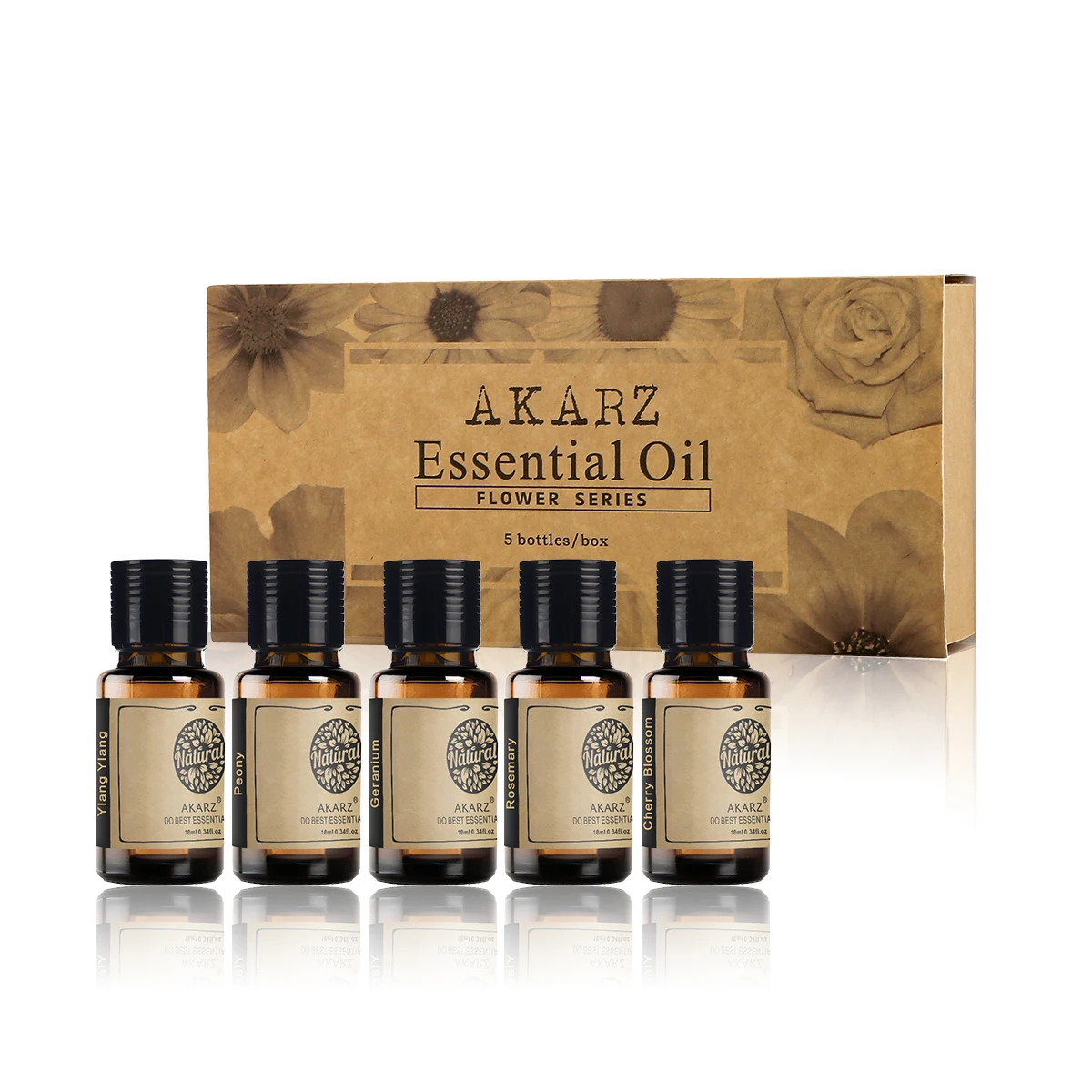 AKARZ Flower Series 5 комплектов Ylang пион герани розмарин эфирное масло цветущей вишни для