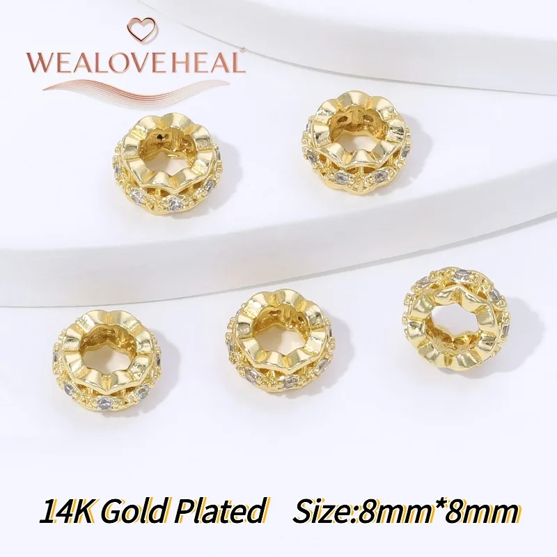 14K vergoldete Perlen-Abstandshalter-Accessoires, Messing-Zirkon-Abstandshalter-Perlen für DIY-Armband-Schmuckherstellungszubehör – Detail 22