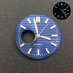Green Luminous Nautilus Watch Dial with Hands for NH38 Movement Modification Repair Accessories (Blue Set)