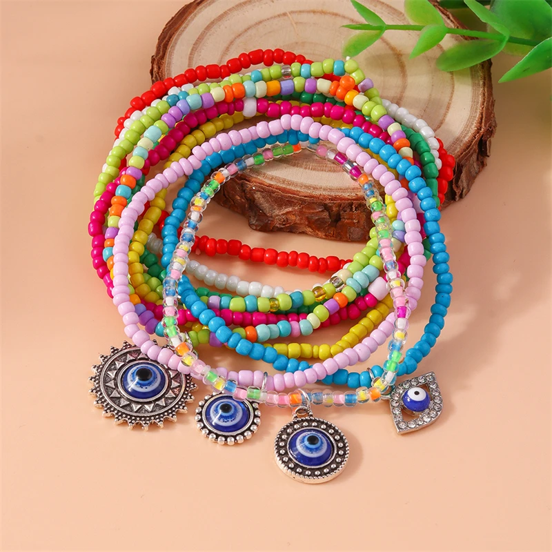 10 teile/satz böhmische bunte Perlen Armbänder für Frauen elastische handgemachte Armbänder Mädchen Party Urlaub Schmuck Dekoration – Detail 26