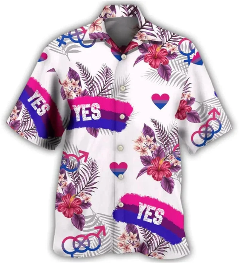 Camisas hawaianas con orgullo estadounidense LGBT en 3D, camisa hawaiana de verano, regalo para LGBT, moda callejera, camisas florales para gays y lesbianas, top genial