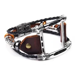Retro Handmade Leather Strap - Premium Cowhide Bracelet - 45mm or 44mm 42mm (Brown)