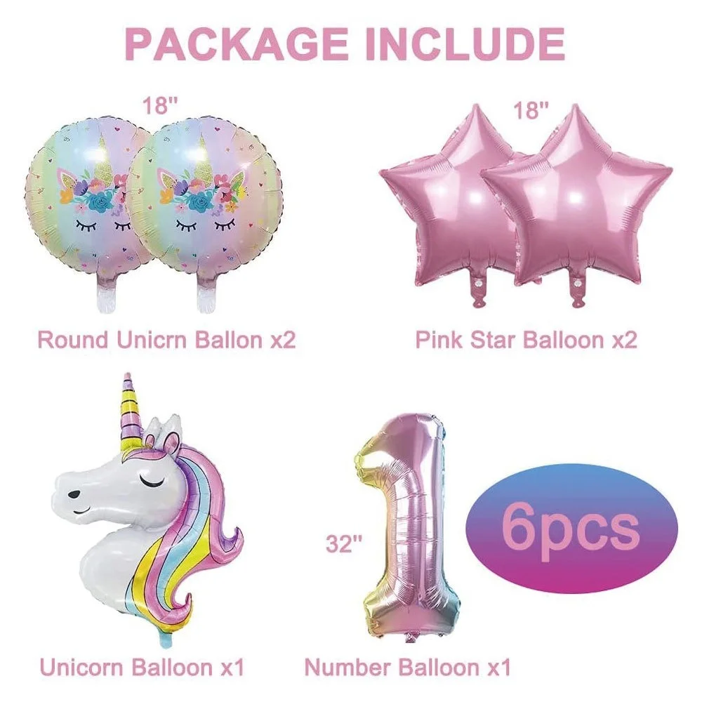 Unicorn Birthday Party Decorations Kids  Rainbow Unicorn Birthday  Decorations - Ballons & Accessories - Aliexpress