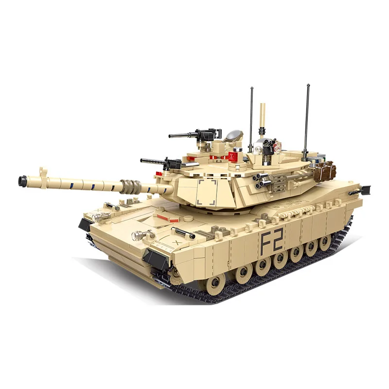 

WW2 Military Model M1A2 Abrams Main Battle Tank Collection Ornament Building Blocks Bricks Toys Gifts
