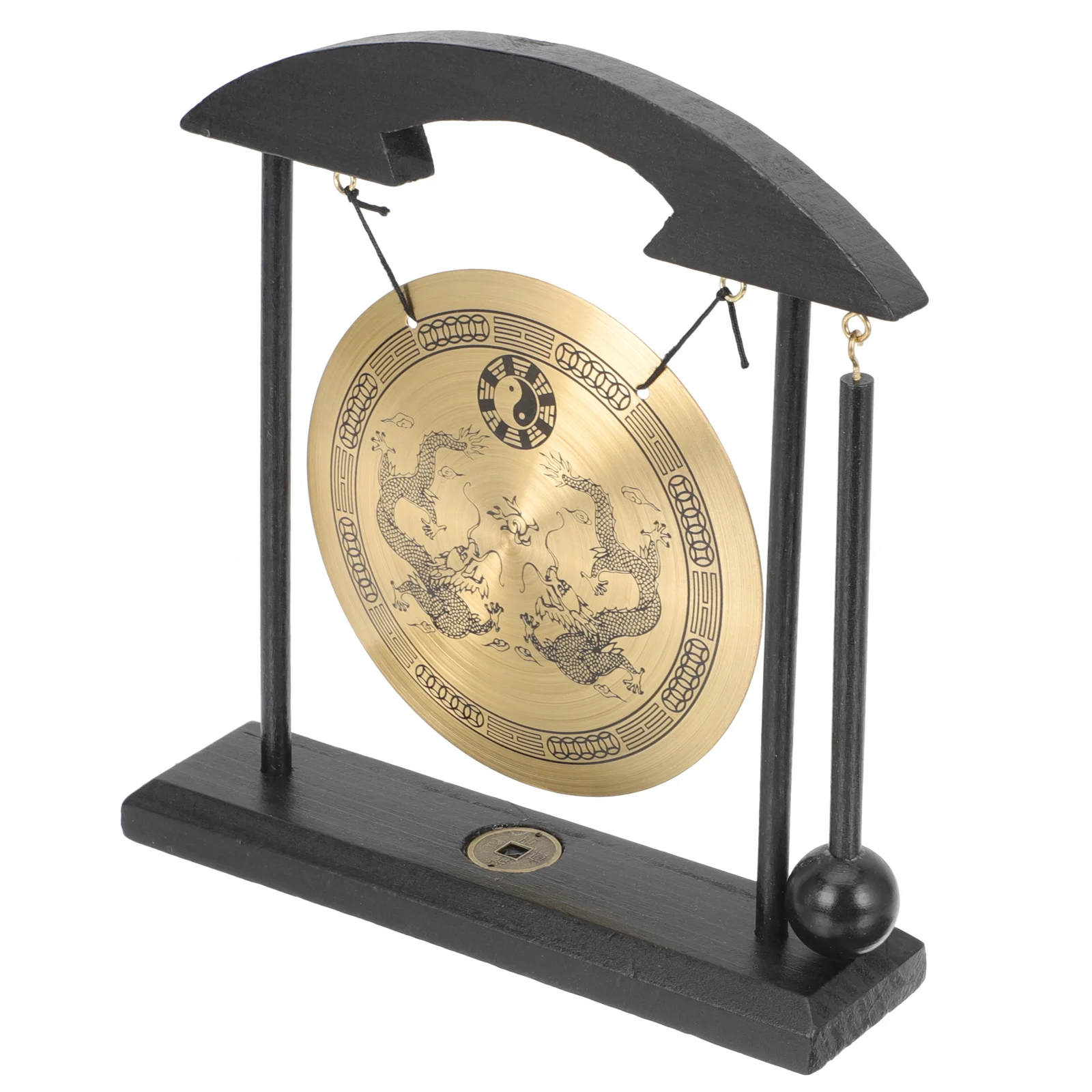 Gong Ornament Outdoor Decor Desktop Unique Adornment Vintage Exquisite Small Craft Wood Home