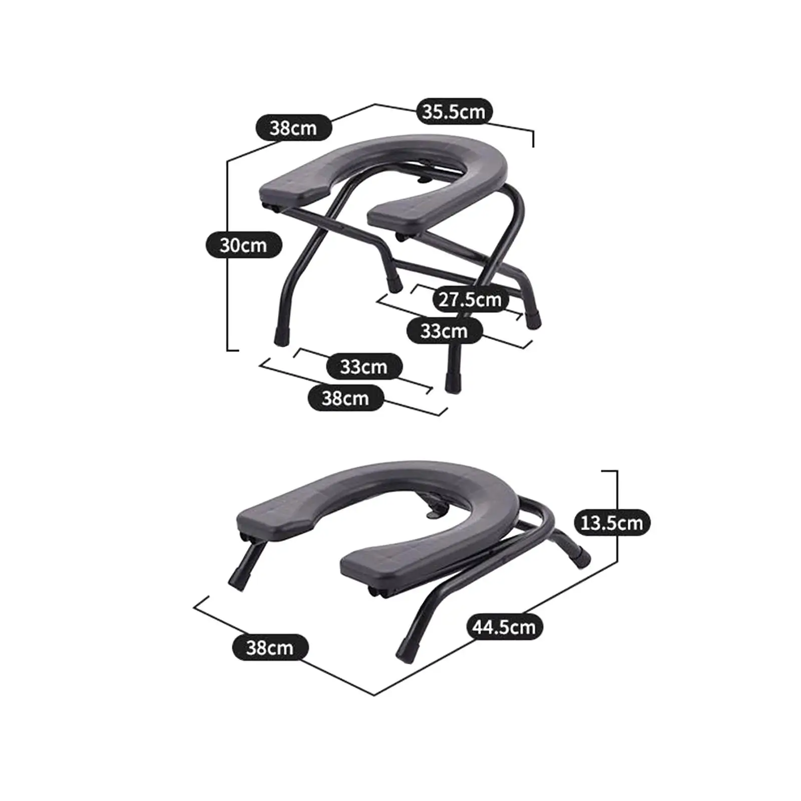 Folding Toilet Seat for Seniors - Squat Design with Stainless Steel Frame for Bathroom Use