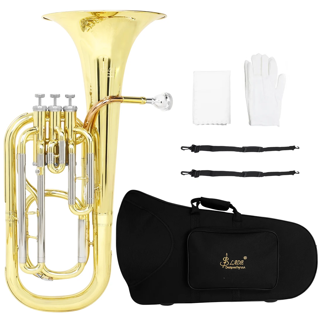 SLADE Tenor Horn Bb Flat 3 teclas Chave vertical Corpo de latão Tenor ...
