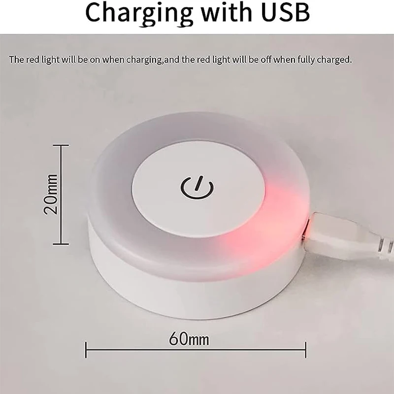 LED 조명 USB 충전식 마그네틱 베이스 벽 조명, 라운드 휴대용 조도 조절 야간 조명, 실내 장식, 홈 장식