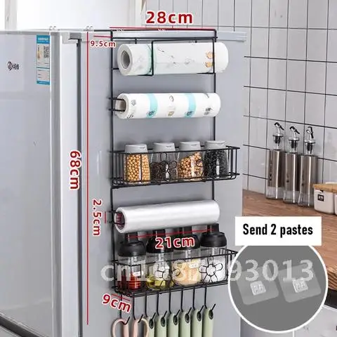 

Rack Side Storage Rack Multifunctional Kitchen Spice Rack Wall-mounted Household Refrigerator Organizer Kitchen Accessories