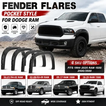 Pocket Style Fender Flares for Dodge Ram 1500 1994-2025 Wheel Arch Flares for Ram 2500 3500 Off Road Pickup Truck Accessories 1