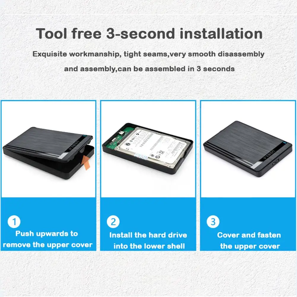 External HDD Case SATA to USB3.0 HDD Enclosure 2.5 inch Hard Drive Case Support 5Gbps Mobile External HDD Case for PC Laptop 4