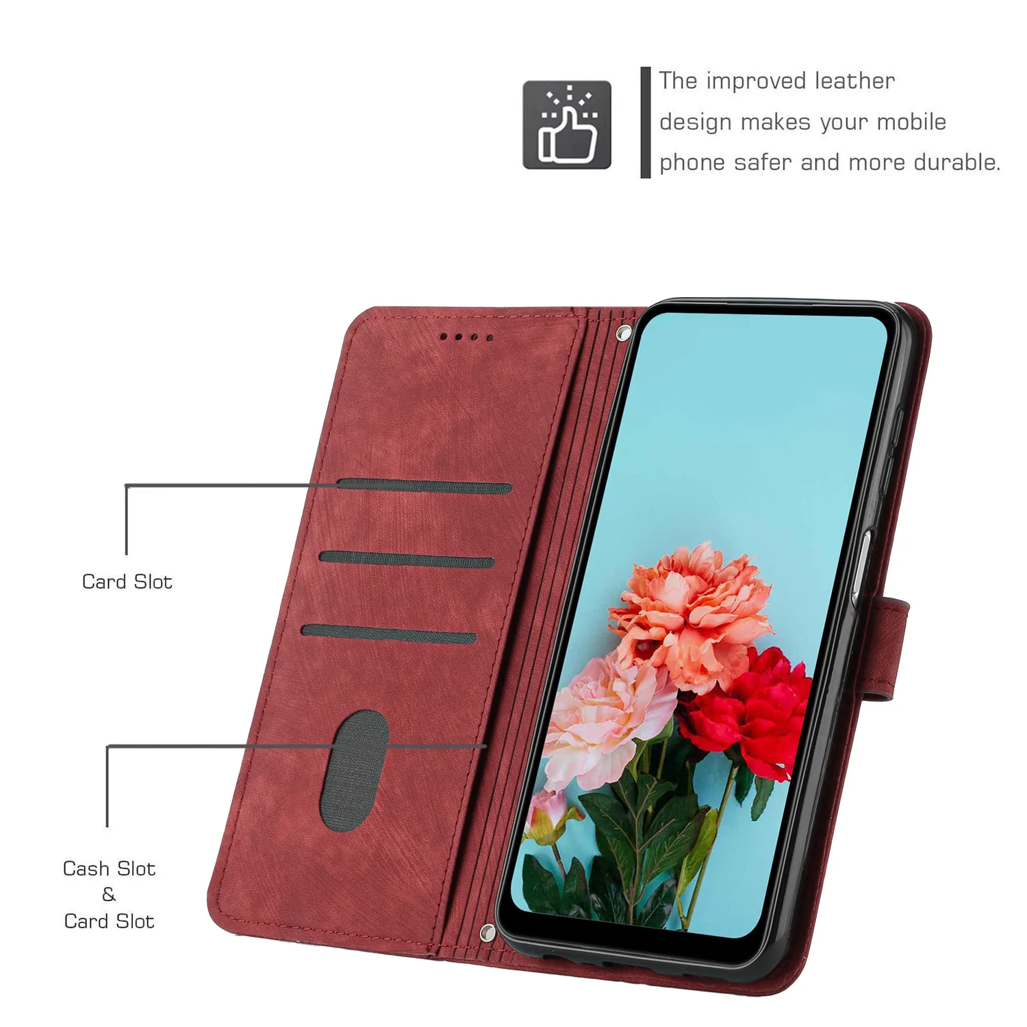 Geometric Line Art Leather Wallet Case with Card Holder