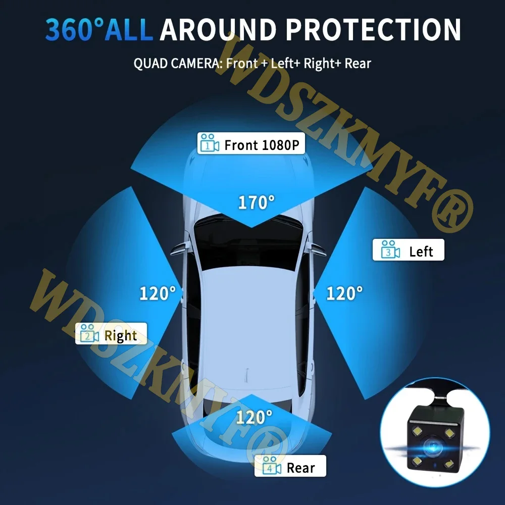 New 360° Car Camera 4Lens 1080P Dash Cam auto Night Vision car recording camera Car DVR Front Rear View Camera Casr accessory