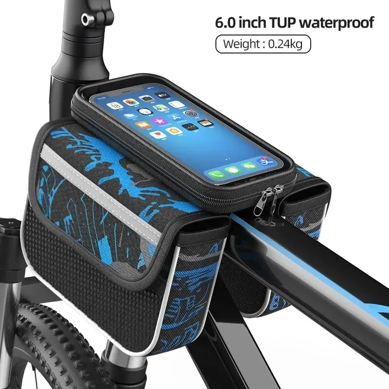 Waterproof Bicycle Frame Bag with Touchscreen Phone Holder