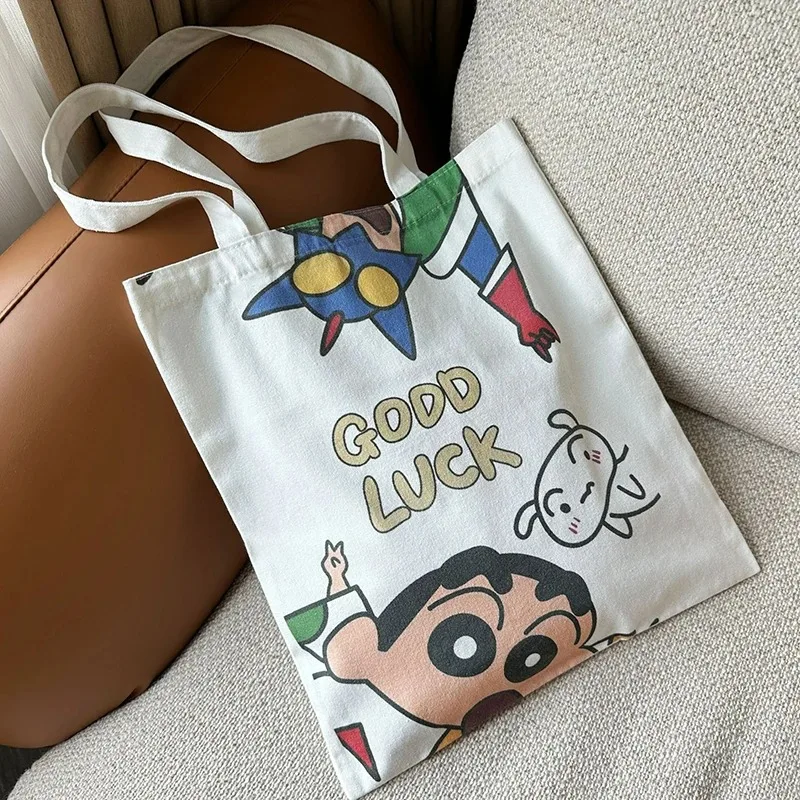 Crayon Shin-Chan Canvas Women Tote Bags Harajuku Kawaii Anime Cartoon Student Shoulder Handbag Large Capacity Shopping Bags Gift 2