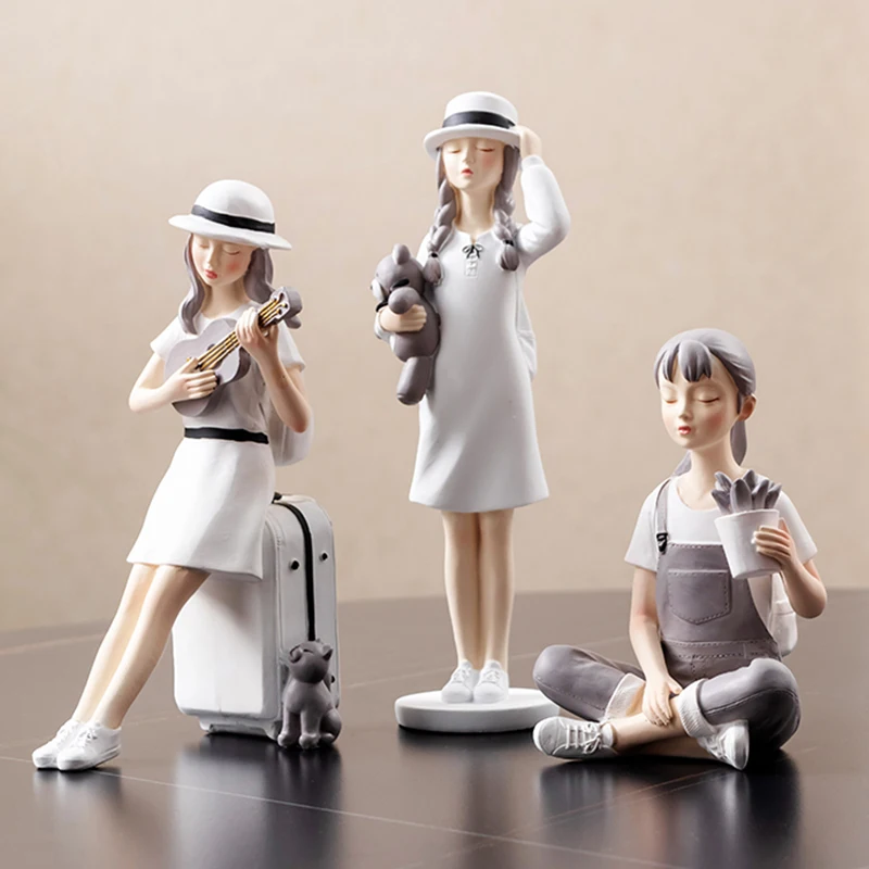 Home Decor Beautiful Girl Sculpture Decoration Ornaments Figurines for Interior Kawaii Room Desk Accessories New Year Gift | Дом и сад