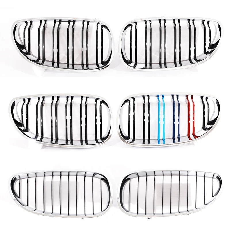 Kidney Grille Chrome Silvery Frame Gloss Black M Color Grill For BMW 5 Series E60 E61 M5 2004-2009 530d 520d 525d 540 550 535