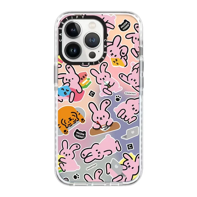CASETIFY Rabbit Sticker Laser IPhone Case For iPhone 13 12 14 Pro Xs